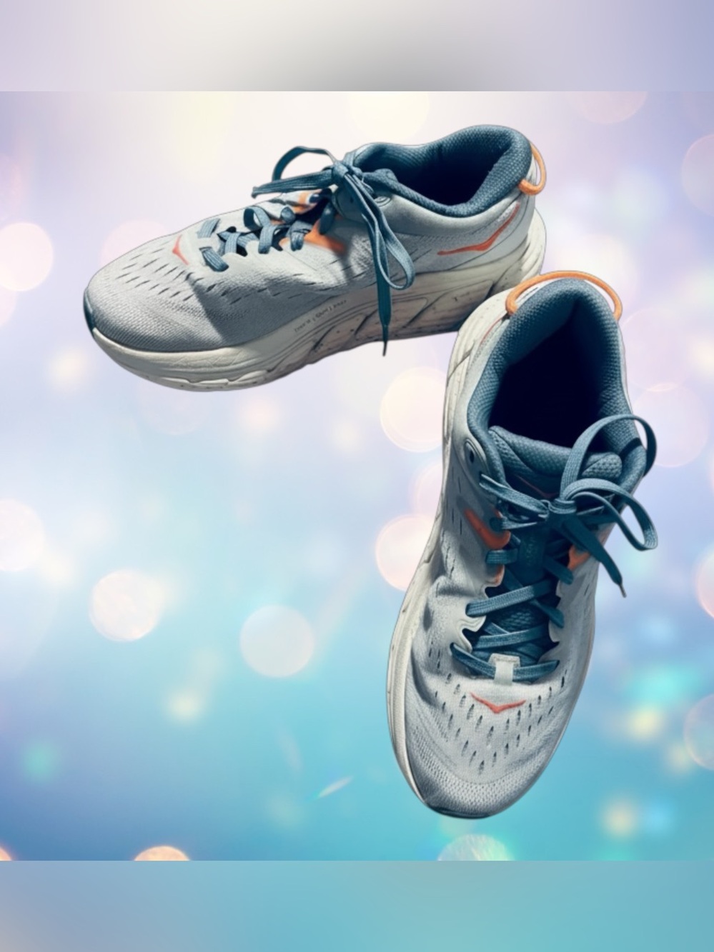 HOKA ONE ONE Gaviota 4 Stability Running Shoes Blue Fog Coral size  8.5 women’s.
